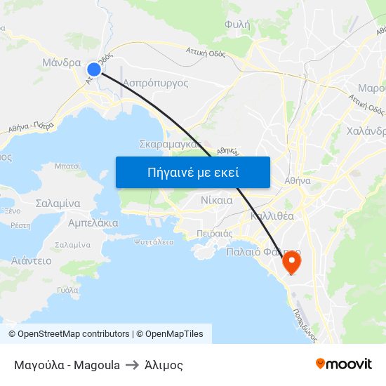 Μαγούλα - Magoula to Άλιμος map