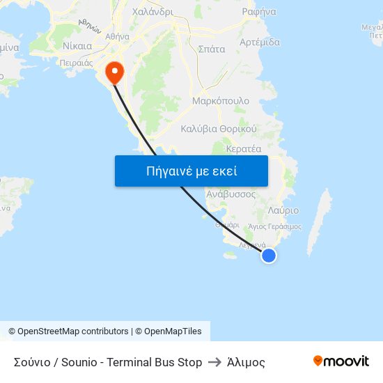 Σούνιο / Sounio - Terminal Bus Stop to Άλιμος map