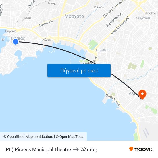 P6) Piraeus Municipal Theatre to Άλιμος map