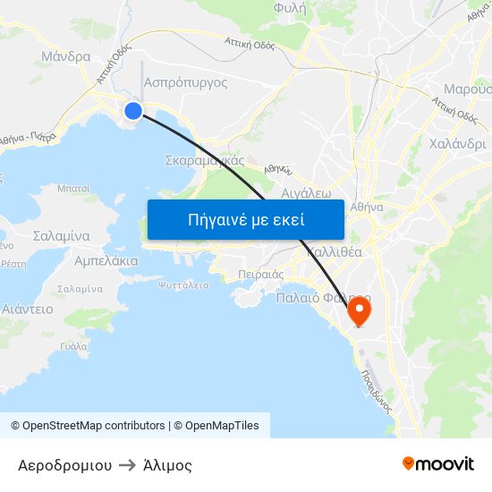 Αεροδρομιου to Άλιμος map