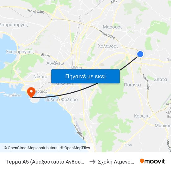 Τερμα Α5 (Αμαξοστασιο Ανθουσασ) - Anthoysa to Σχολή Λιμενοφυλάκων map