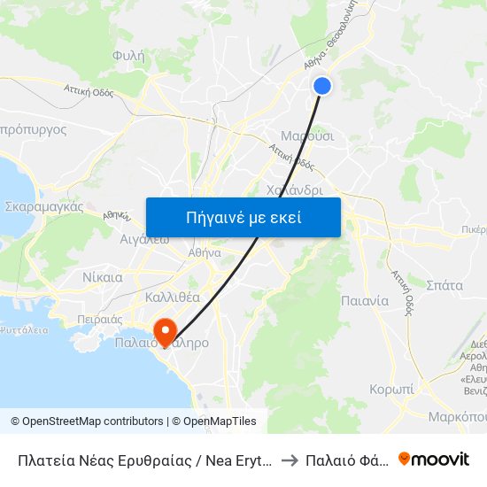 Πλατεία Νέας Ερυθραίας / Nea Erythrea Square to Παλαιό Φάληρο map