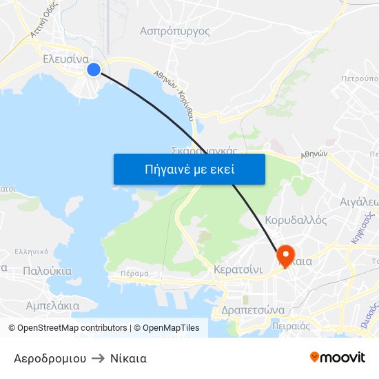 Αεροδρομιου to Νίκαια map