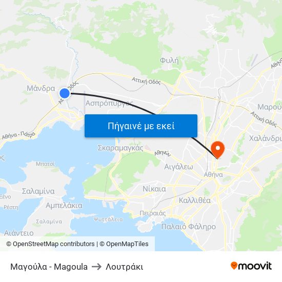 Μαγούλα - Magoula to Λουτράκι map