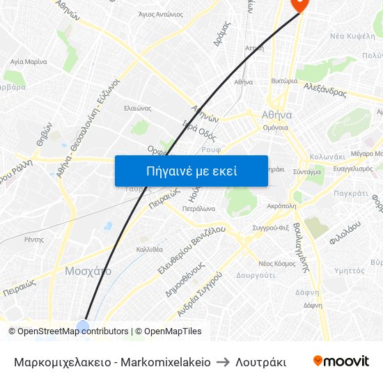 Μαρκομιχελακειο - Markomixelakeio to Λουτράκι map