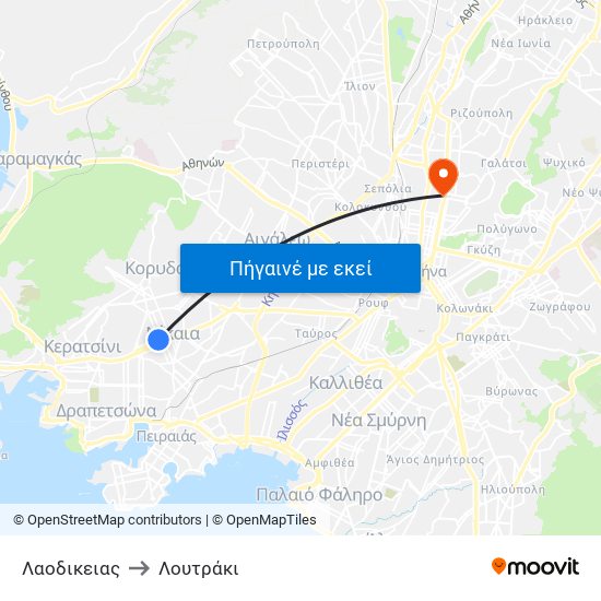 Λαοδικειας to Λουτράκι map