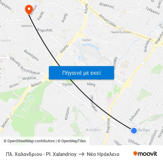 Πλ. Χαλανδριου - Pl. Χalandrioy to Νέο Ηράκλειο map