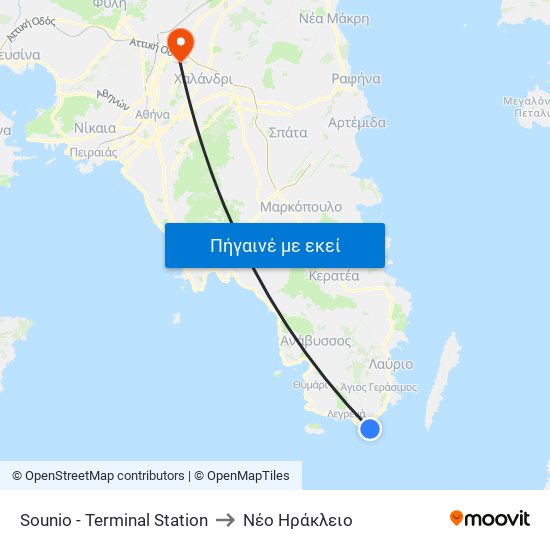 Sounio - Terminal Station to Νέο Ηράκλειο map