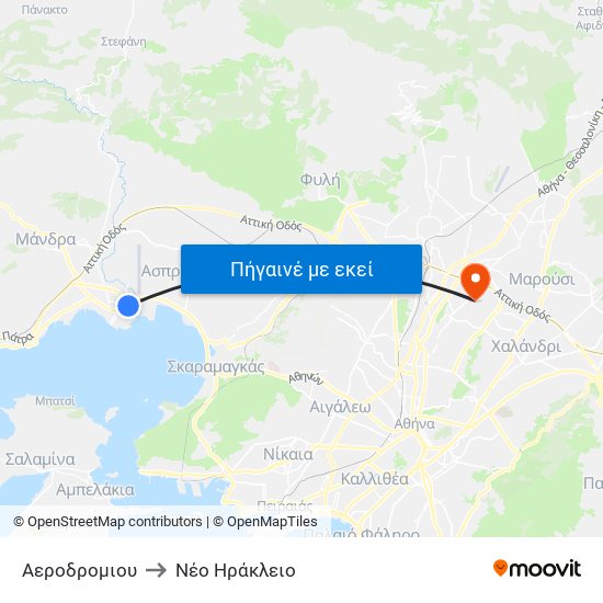 Αεροδρομιου to Νέο Ηράκλειο map