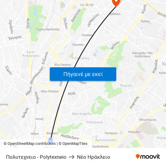 Πολυτεχνειο - Polytexneio to Νέο Ηράκλειο map