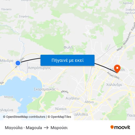 Μαγούλα - Magoula to Μαρούσι map
