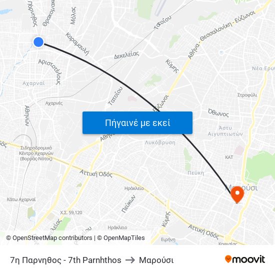 7η Παρνηθος - 7th Parnhthos to Μαρούσι map