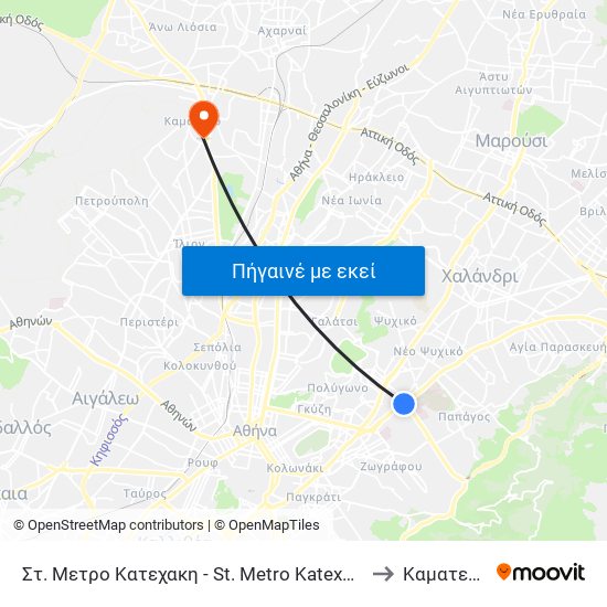 Στ. Μετρο Κατεχακη - St. Metro Katexakh to Καματερό map