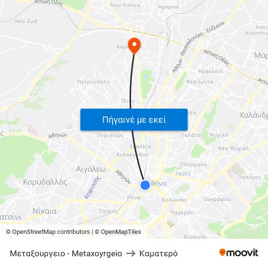 Μεταξουργειο - Metaxoyrgeio to Καματερό map