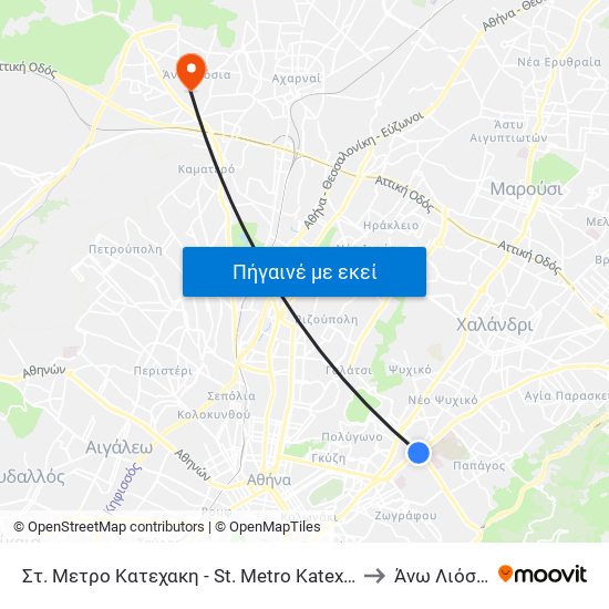 Στ. Μετρο Κατεχακη - St. Metro Katexakh to Άνω Λιόσια map