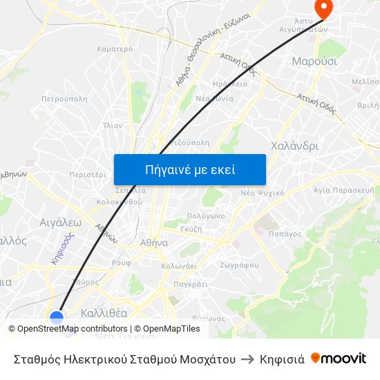 Σταθμός Ηλεκτρικού Σταθμού Μοσχάτου to Κηφισιά map