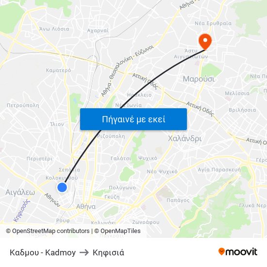 Καδμου - Kadmoy to Κηφισιά map