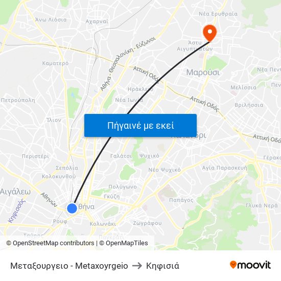 Μεταξουργειο - Metaxoyrgeio to Κηφισιά map