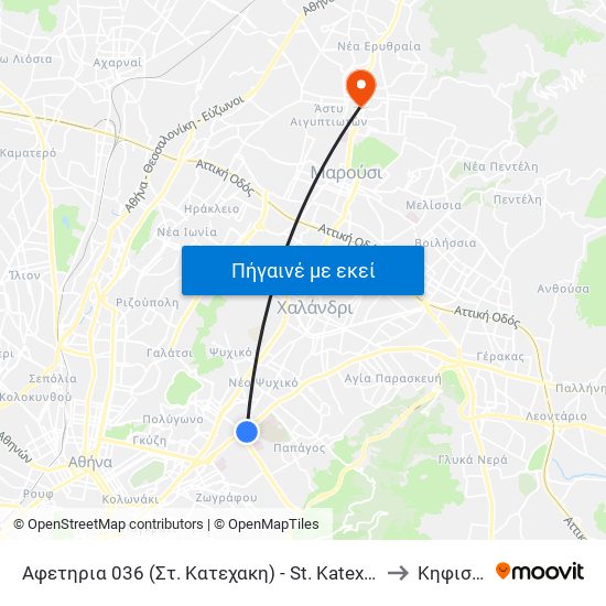 Αφετηρια 036 (Στ. Κατεχακη) - St. Katexakh to Κηφισιά map