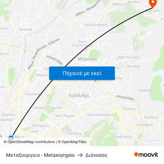Μεταξουργειο - Metaxoyrgeio to Διόνυσος map