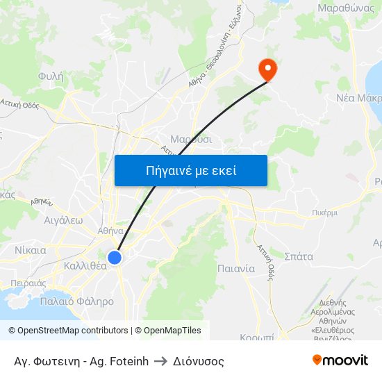 Αγ. Φωτεινη - Ag. Foteinh to Διόνυσος map