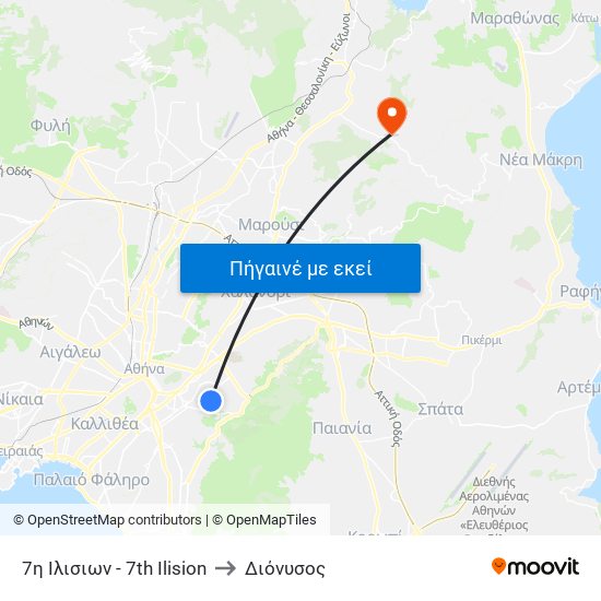 7η Ιλισιων  - 7th Ilision to Διόνυσος map
