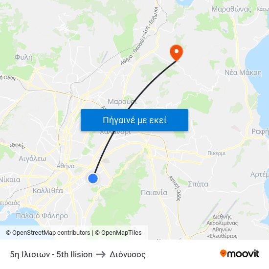 5η Ιλισιων  - 5th Ilision to Διόνυσος map