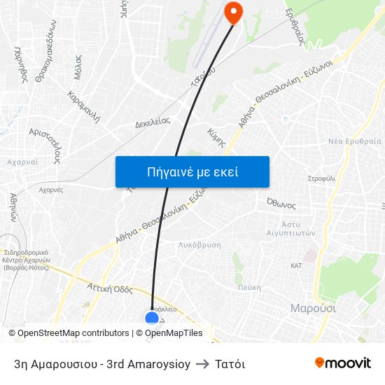 3η Αμαρουσιου - 3rd Amaroysioy to Τατόι map