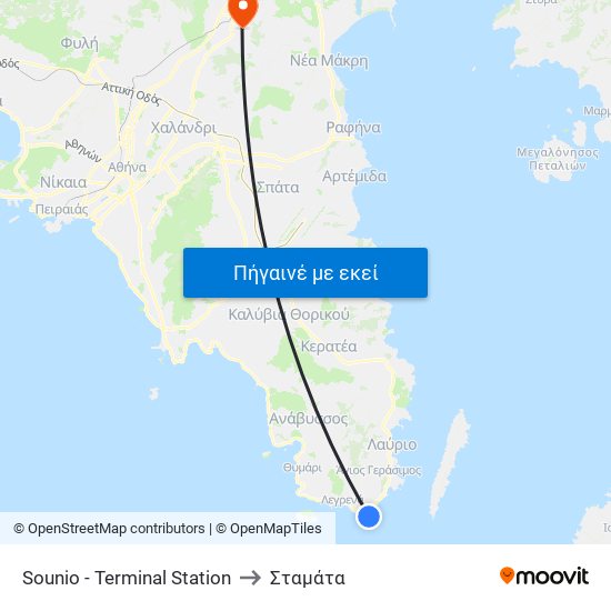 Sounio - Terminal Station to Σταμάτα map