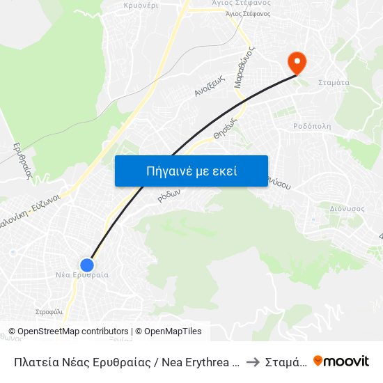 Πλατεία Νέας Ερυθραίας / Nea Erythrea Square to Σταμάτα map