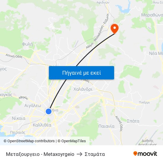Μεταξουργειο - Metaxoyrgeio to Σταμάτα map