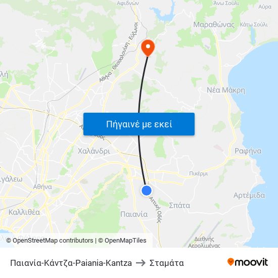 Παιανία-Κάντζα-Paiania-Kantza to Σταμάτα map