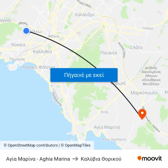 Αγία Μαρίνα - Aghia Marina to Καλύβια Θορικού map