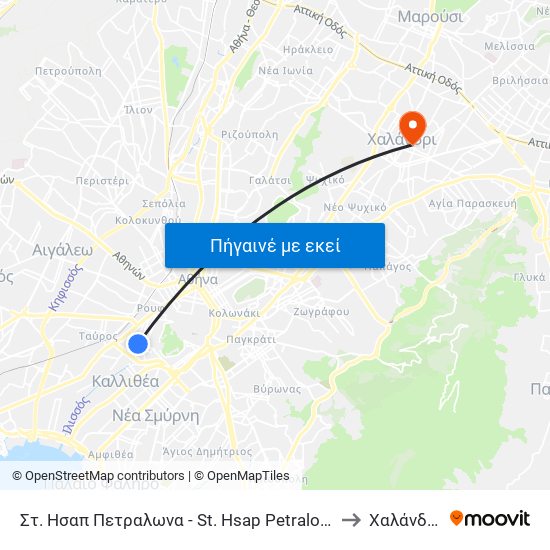 Στ. Ησαπ Πετραλωνα - St. Hsap Petralonα to Χαλάνδρι map