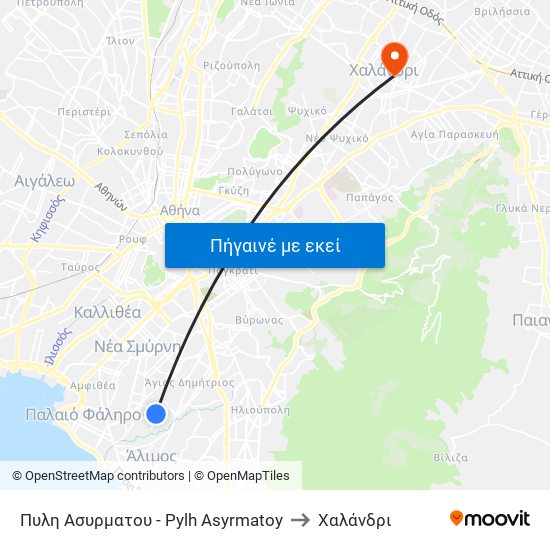 Πυλη Ασυρματου -  Pylh Asyrmatoy to Χαλάνδρι map