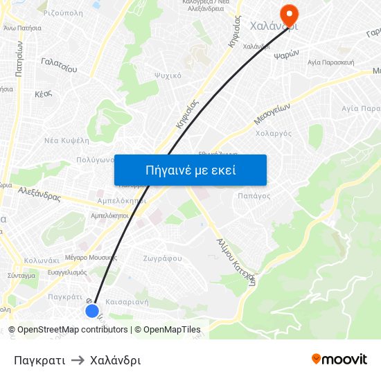 Παγκρατι to Χαλάνδρι map