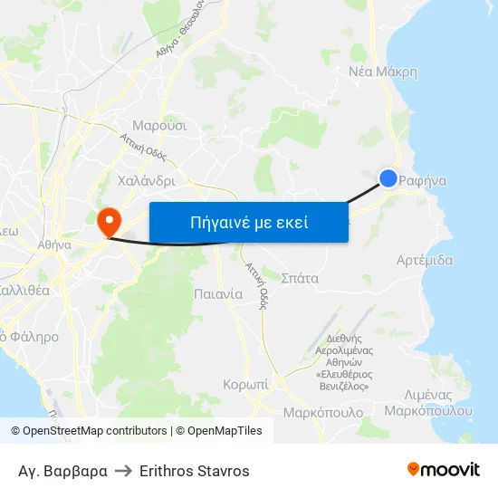 Αγ. Βαρβαρα to Erithros Stavros map