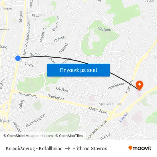 Κεφαλληνιας - Kefallhnias to Erithros Stavros map