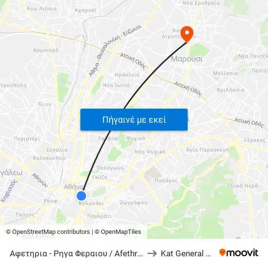 Αφετηρια - Ρηγα Φεραιου / Afethria - Rhga Feraioy to Kat General Hospital map