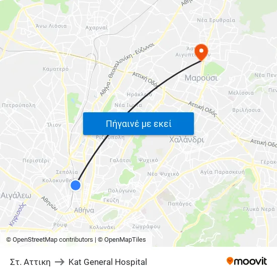 Στ. Αττικη to Kat General Hospital map
