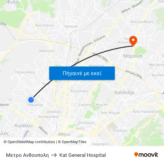Μετρο Ανθουπολη to Kat General Hospital map