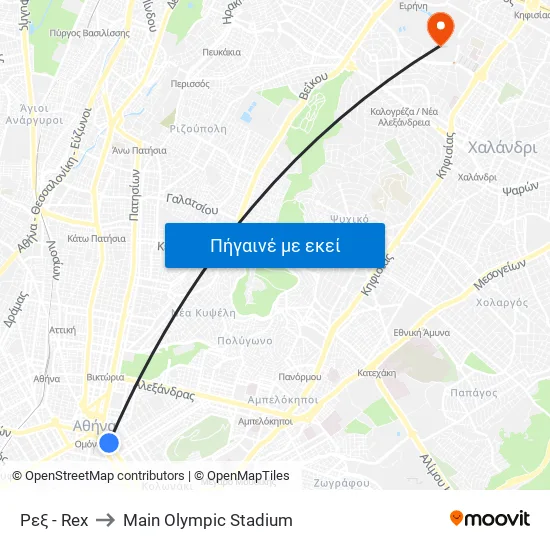 Ρεξ - Rex to Main Olympic Stadium map