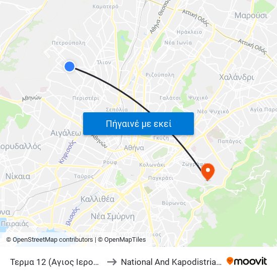 Τερμα 12 (Αγιος Ιεροθεοσ) - Ag. Ierotheos to National And Kapodistrian University Of Athens map