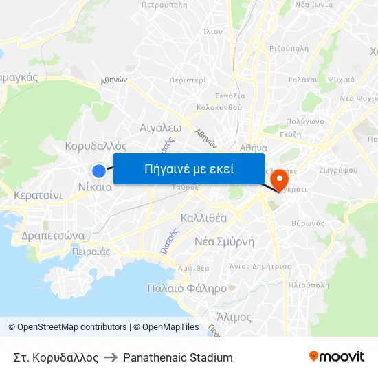 Στ. Κορυδαλλος to Panathenaic Stadium map