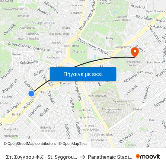 Στ. Συγγρου-Φιξ - St. Syggrou-Fix to Panathenaic Stadium map