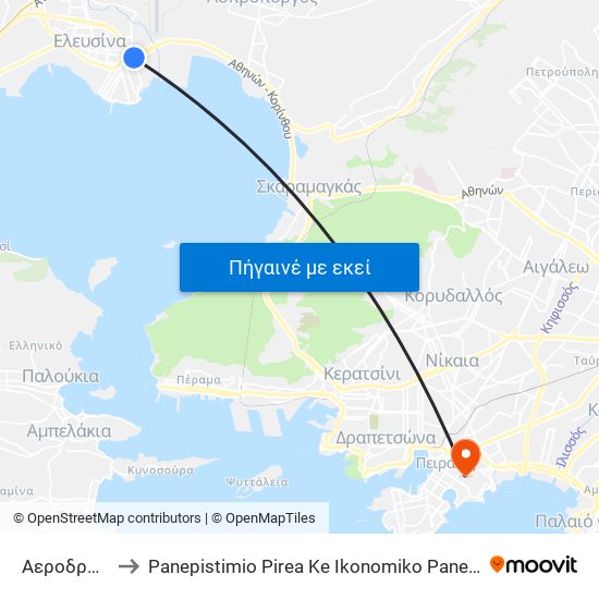 Αεροδρομιου to Panepistimio Pirea Ke Ikonomiko Panepistimio Pirea map