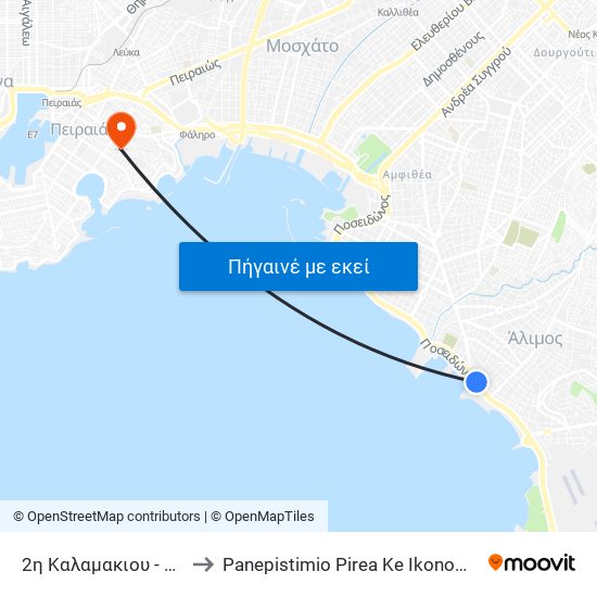 2η Καλαμακιου - 2nd Kalamakioy to Panepistimio Pirea Ke Ikonomiko Panepistimio Pirea map