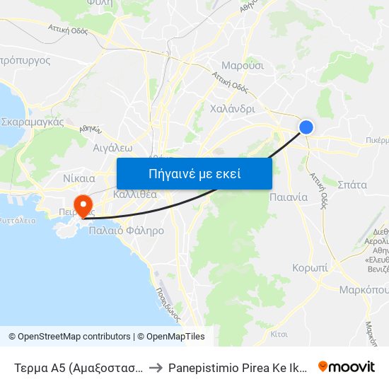 Τερμα Α5 (Αμαξοστασιο Ανθουσασ) - Anthoysa to Panepistimio Pirea Ke Ikonomiko Panepistimio Pirea map