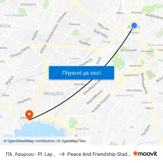 Πλ. Λαυριου - Pl. Layrioy to Peace And Friendship Stadium map
