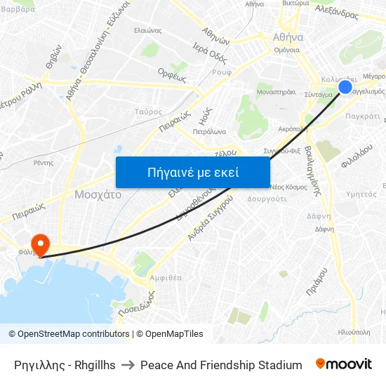 Ρηγιλλης - Rhgillhs to Peace And Friendship Stadium map
